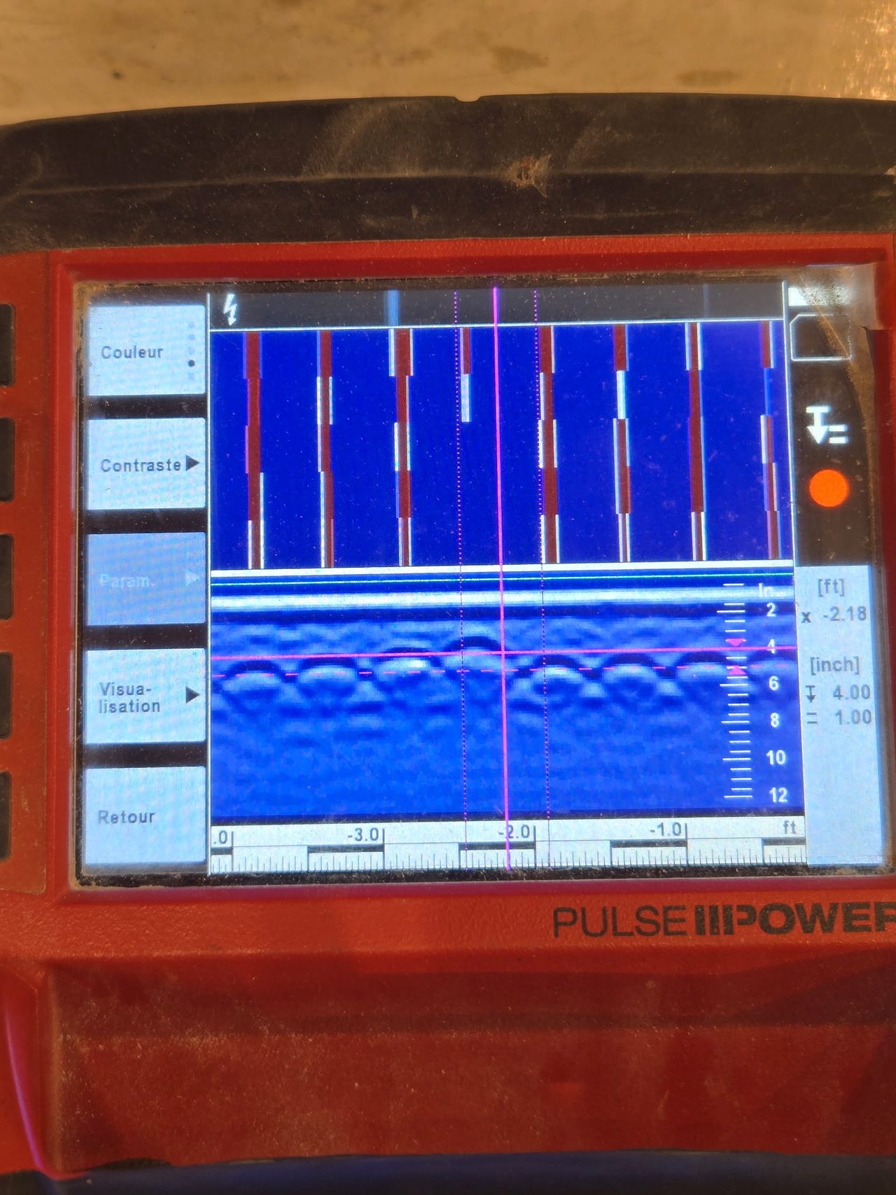 Auscultation par géoradar Hilti PS 1000 sur chantier
